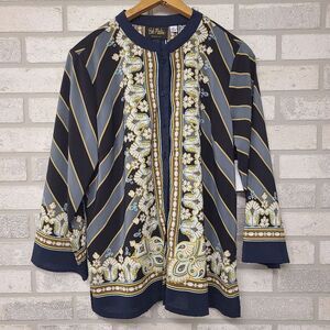 Bob Mackie Striped Pattern Button Down Tunic Size Medium